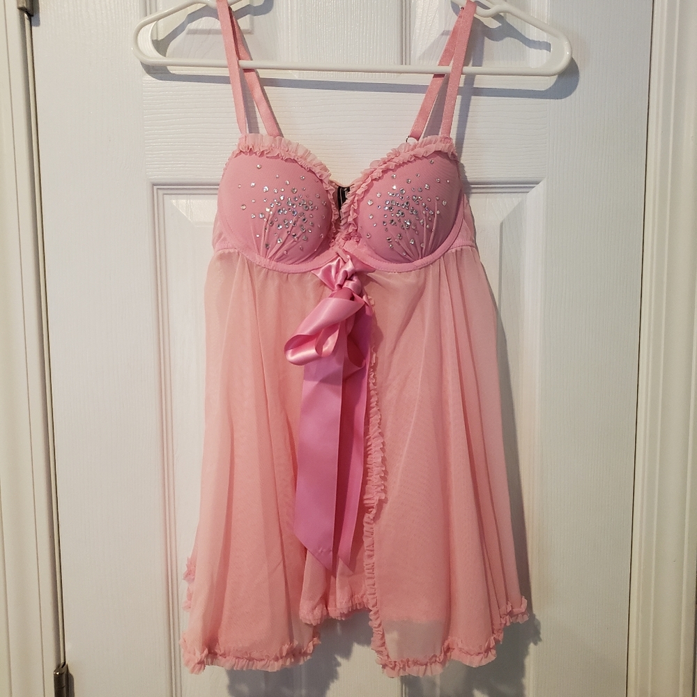 Victoria's secret pink bling sheer babydoll